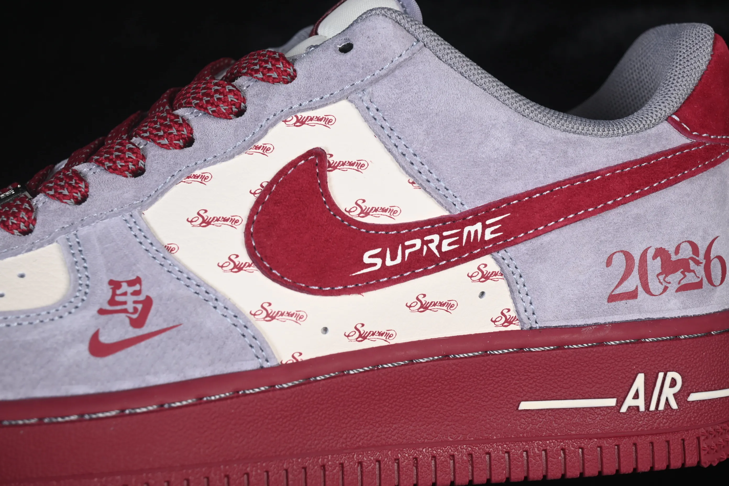 All Categories Nk Air Force 1 Air Force Series Nk Air Force 1 Low Air Force Low Nike Air Force 1'07 Low Year of the Horse Limited Edition Gray and Red Contrast Color Air Force 1 Low-top Casual Sneakers JP2026-136